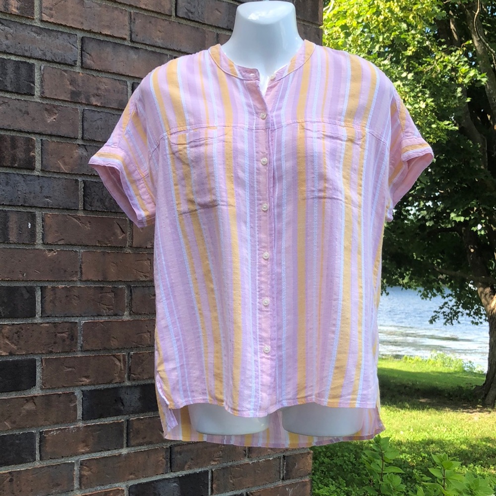 Striped Pastel Button-Up Top